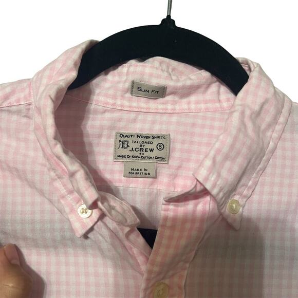 JCrew Mens Slim Fit Tailored Pink and White Shirt Size Small - Picture 2 of 4